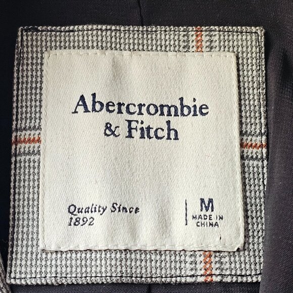 Abercrombie & Fitch Blazer Womens M Gray Plaid Longline Tailored Jacket Career - Picture 4 of 8